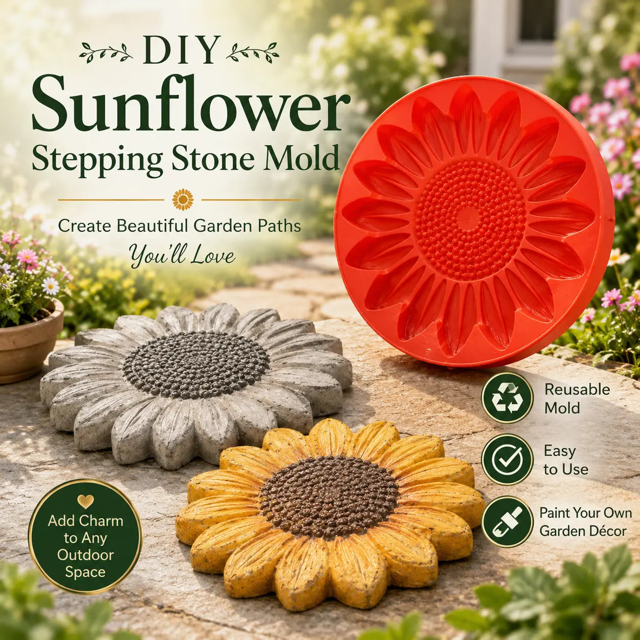 Reusable Octopus Stepping Stone Mold for DIY Garden Pathway Decor