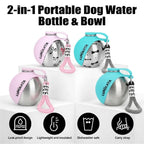 Portable 2-in-1 Dog Water Bottle with Foldable Bowl for Outdoor Walks