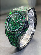 Luxury Rhinestone Quartz Watch for Hip Hop Streetwear and Statement Outfits