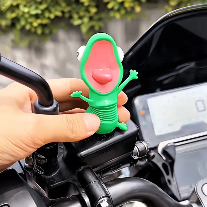 Funny Gecko Spring Motorcycle Ornament, Wiggly Lizard Decoration, Novelty Gift for Motorcycle Riders