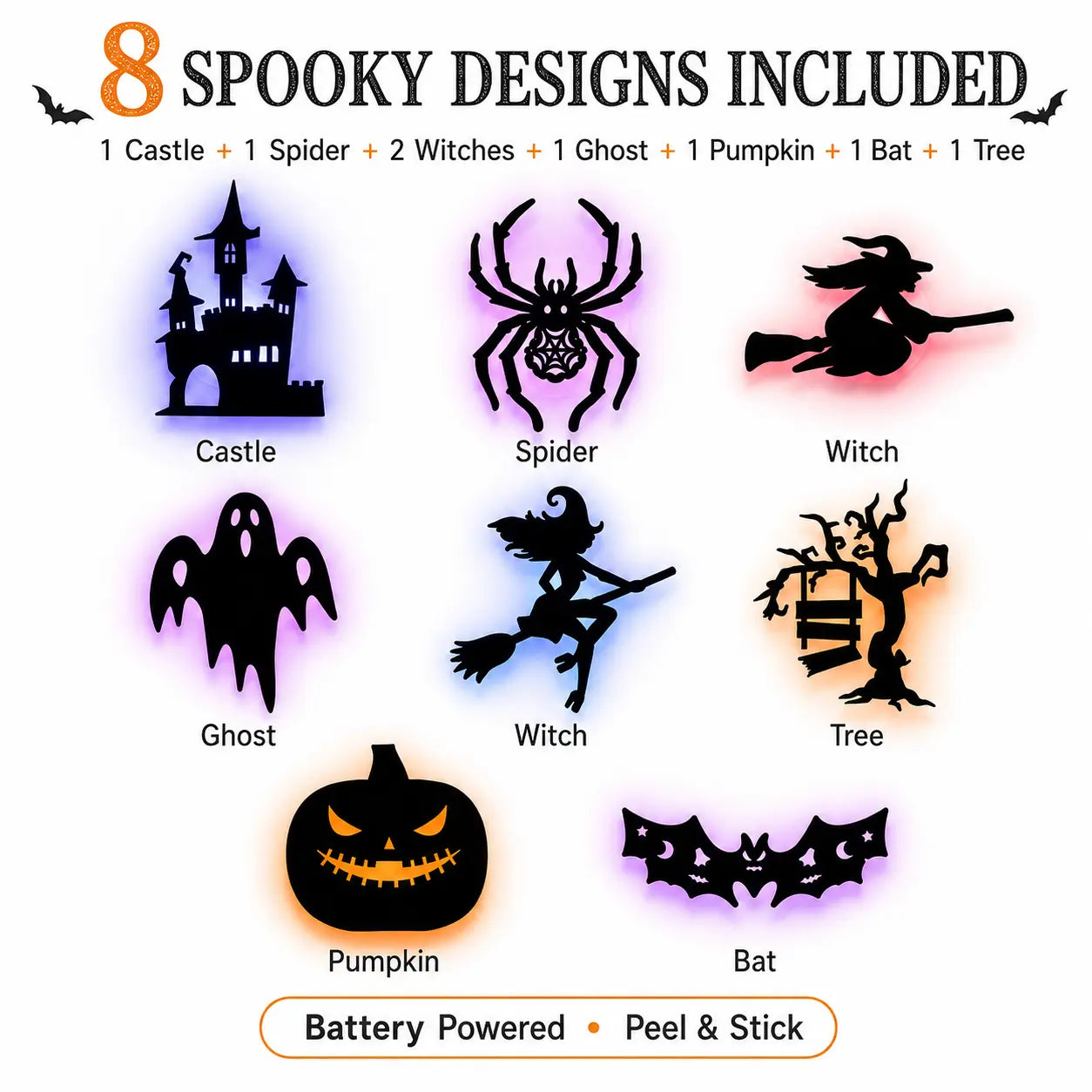Halloween LED Silhouette Wall Decor Set for Spooky Home Party Decorations