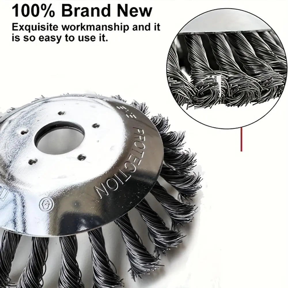 Wire Wheel Garden Weeding Brush for Lawn Mower, Rotating Weeding Brush, Grass Trimmer Head and Roadside Polishing Lawn Mower Head Gear, Circular Tool