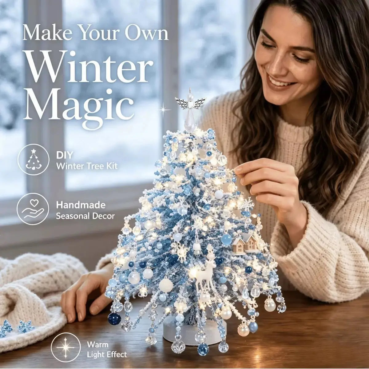 DIY Beaded Christmas Tree Kit for Mini Tabletop Holiday Decor