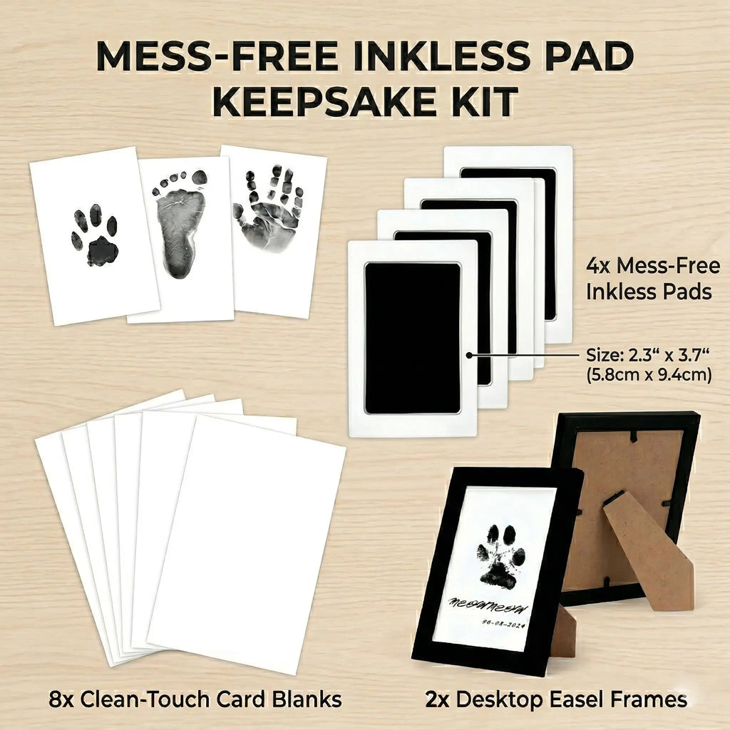 Kit souvenir d'empreintes de pattes d'animaux de compagnie sans salissure avec cadres pour chiens et chats
