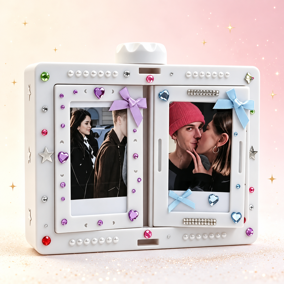 Rotating Photo Album Frame Box for Photocard Display and Desktop Memory Decor