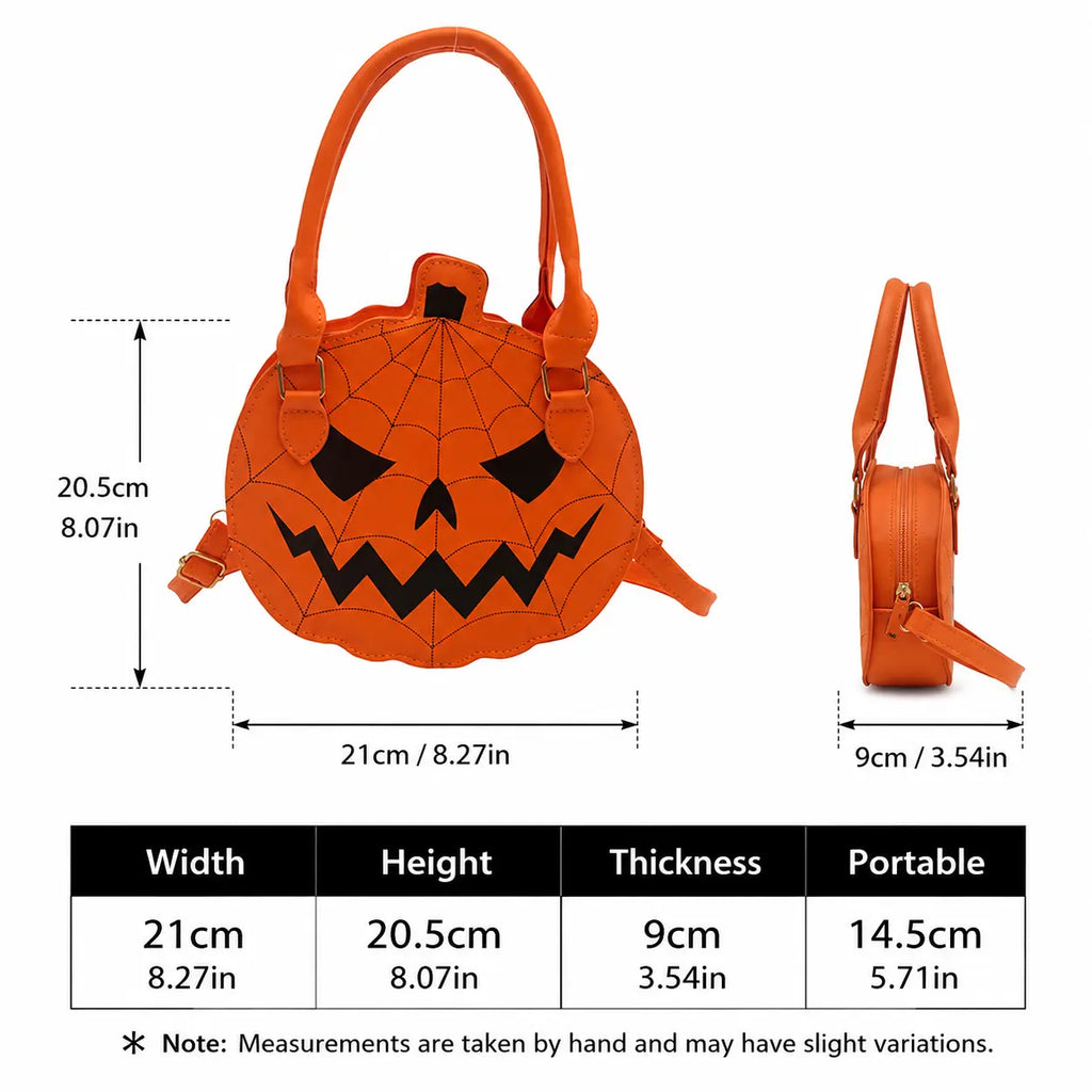 Spooky Pumpkin Crossbody Bag with Spiderweb Stitching for Halloween Party Outfits
