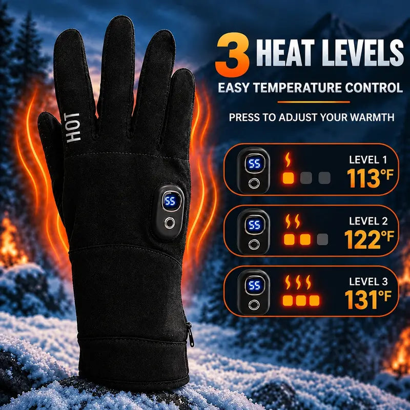 Rechargeable Heated Gloves with Touchscreen Fingertips for Cycling and Cold Weather