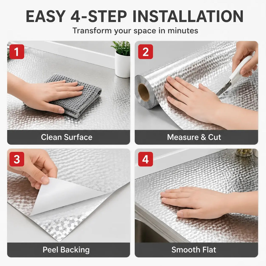 Self Adhesive Aluminum Foil Backsplash Wallpaper for Easy Kitchen Surface Protection