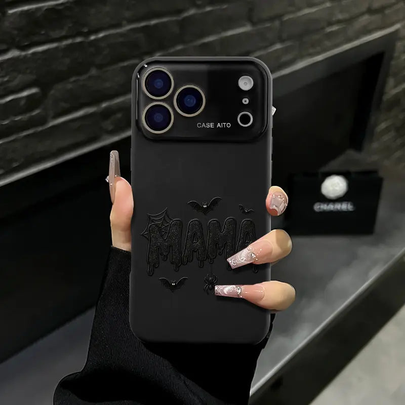 Halloween Mama Drip Phone Case with Bat Spider Graphic for iPhone Protection