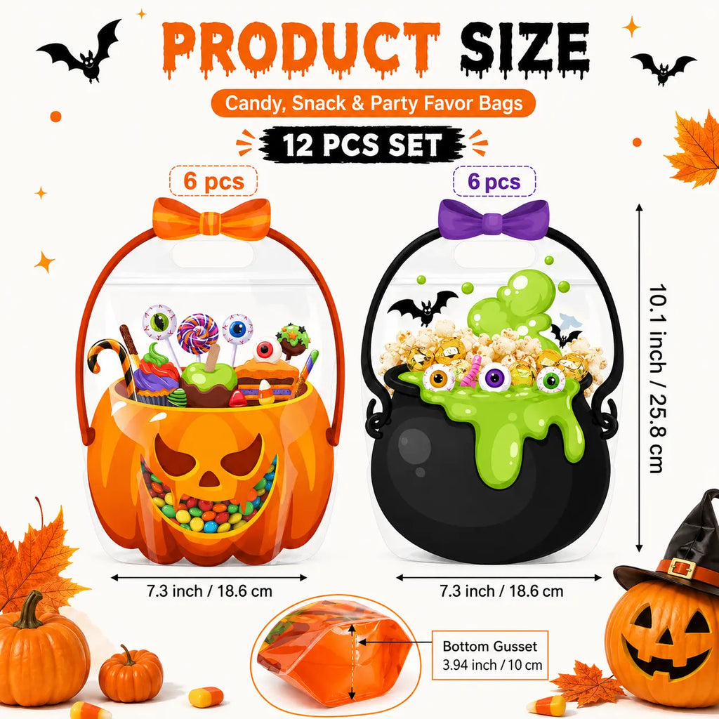 Halloween Treat Bags Set for Trick or Treat Candy Party Favor Storage