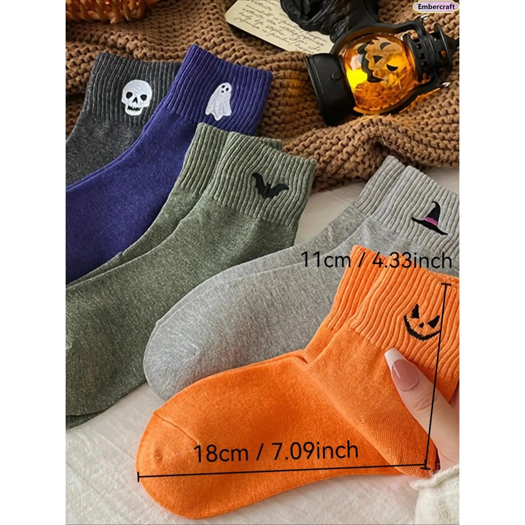 Cute Halloween Socks Set with Spooky Cartoon Designs for Cozy Fall Everyday Wear