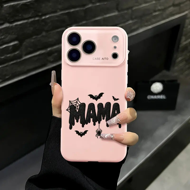 Halloween Mama Drip Phone Case with Bat Spider Graphic for iPhone Protection