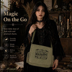 Witchy Canvas Crossbody Bag with Vintage Symbols for Everyday Halloween Style
