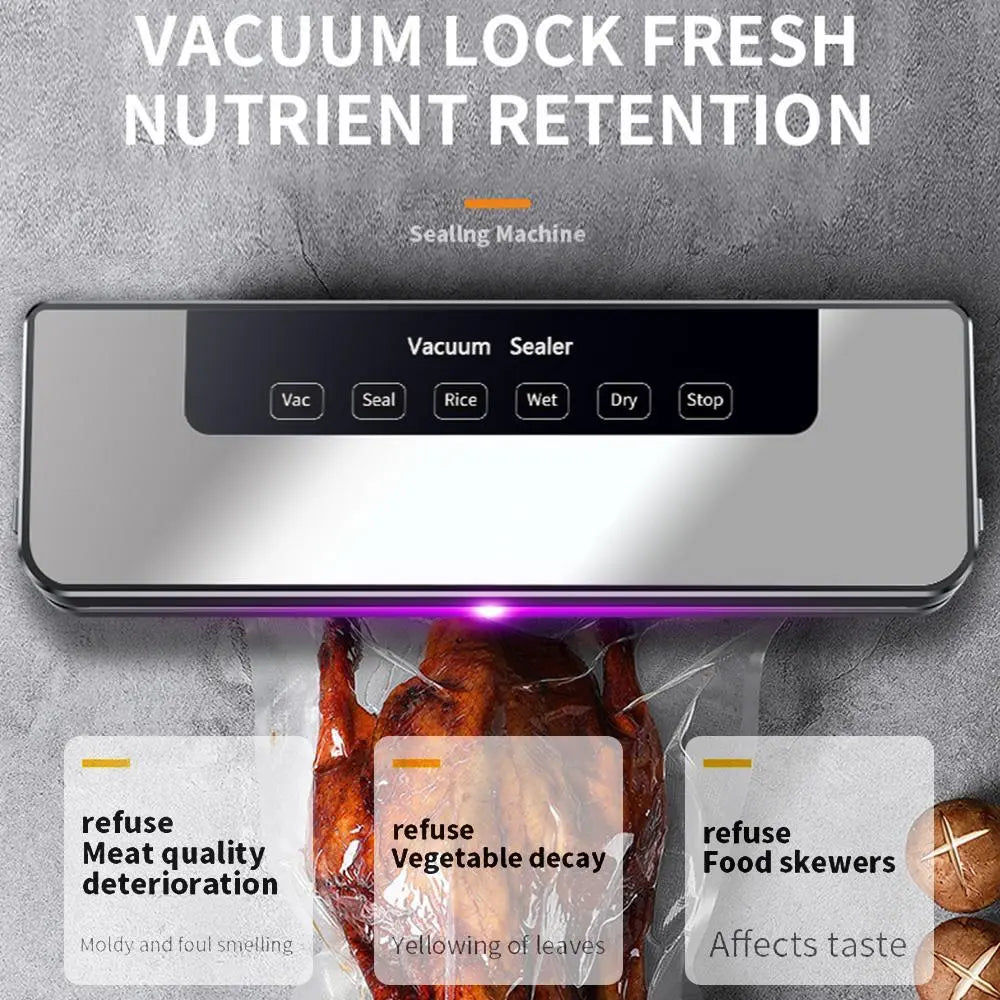 Vacuum Sealer Machine, Automatic Food Sealer with Suction Power, Includes Bags & Cutter, One-Touch Operation, Dry/Moist Modes,Free Bags, Perfect Christmas & New Year Gift ldea