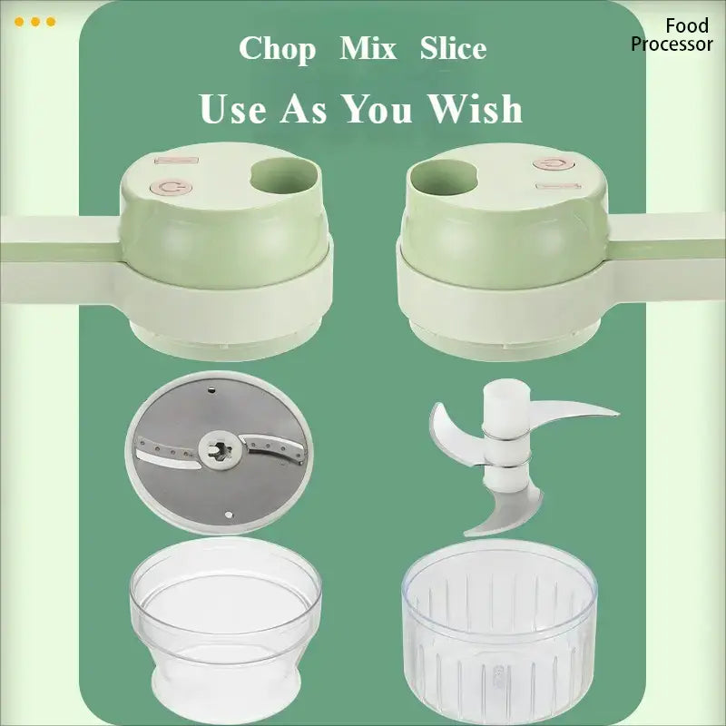 4-in-1 Electric Food Chopper Portable Kitchen Prep Tool for Quick Meal Preparation