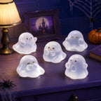 Mini Ghost Figurines Halloween Resin Decor Set for Shelves Fairy Gardens and Parties