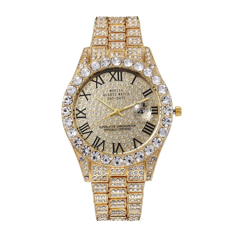 Luxury Iced Out Rhinestone Watch for Hip Hop Style and Statement Outfits