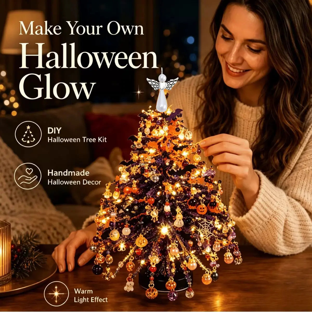 DIY Beaded Christmas Tree Kit for Mini Tabletop Holiday Decor