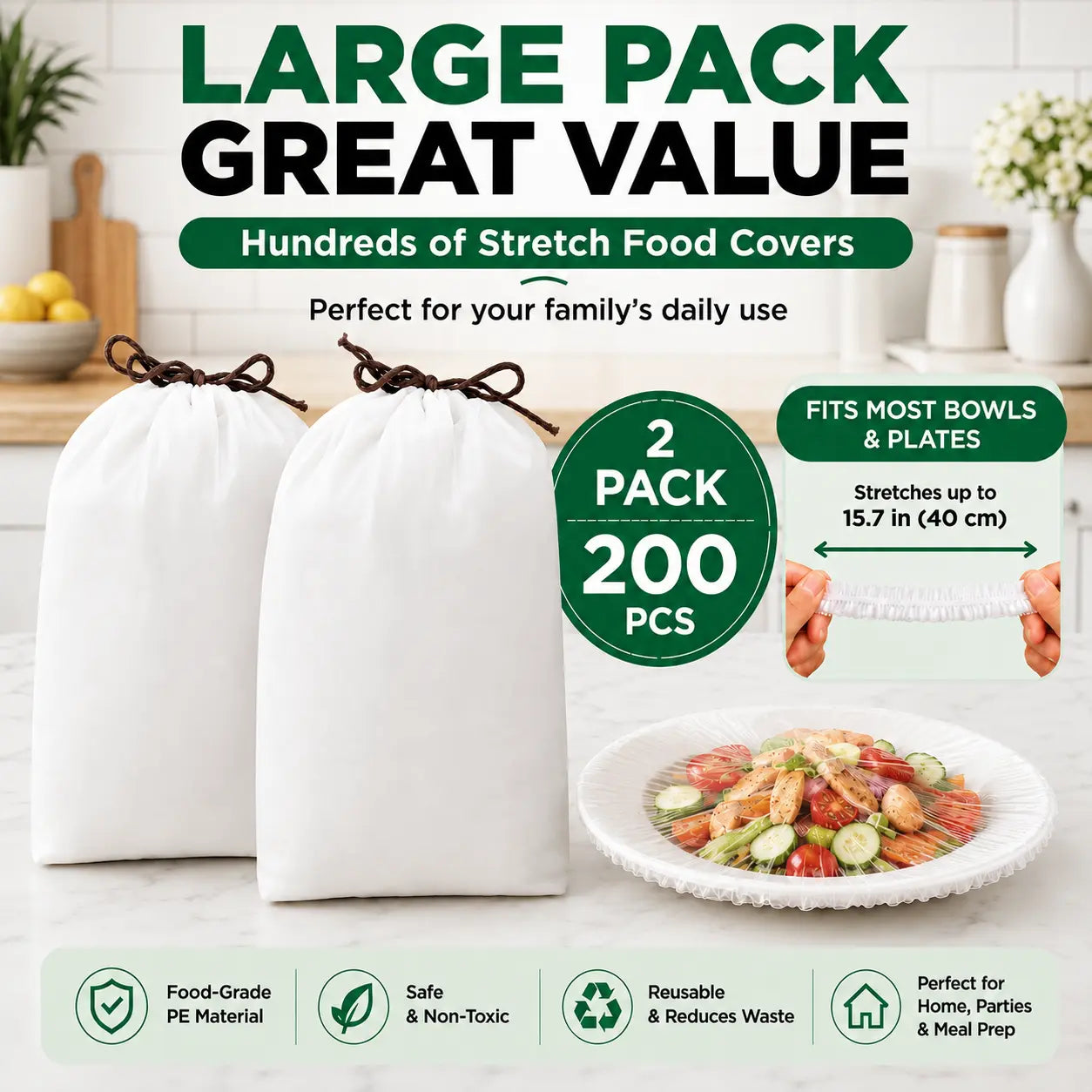 Disposable Stretch Food Covers for Easy Leftover Storage and Everyday Kitchen Prep