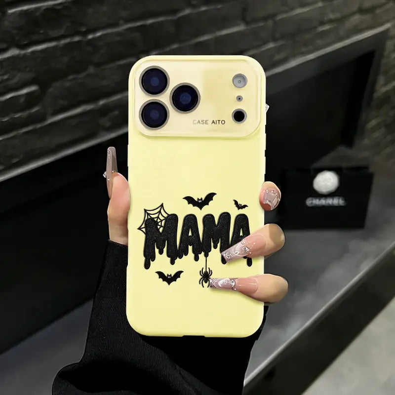 Halloween Mama Drip Phone Case with Bat Spider Graphic for iPhone Protection