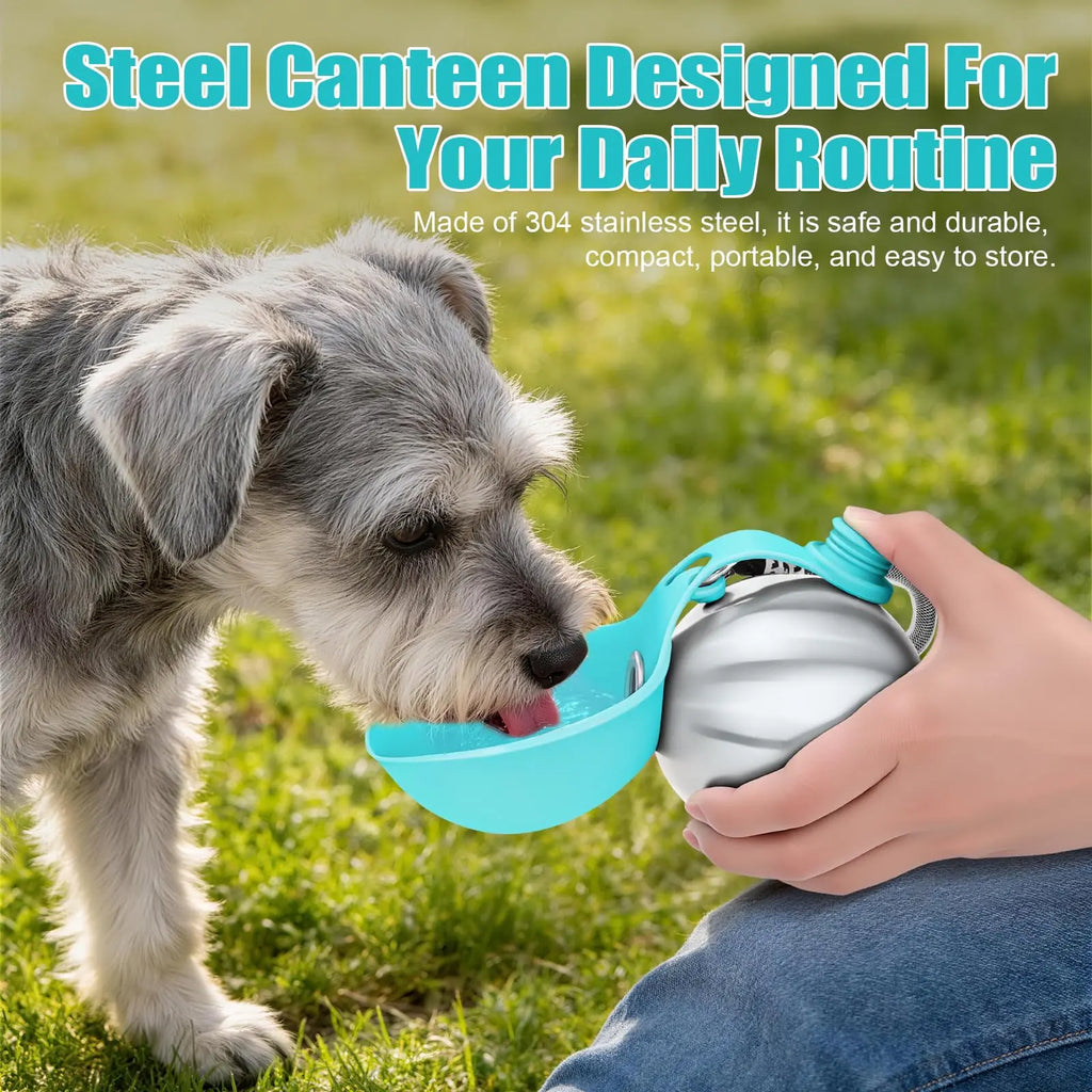 Portable 2-in-1 Dog Water Bottle with Foldable Bowl for Outdoor Walks
