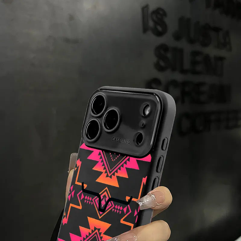 Western Bull Horn Aztec Geometric Phone Case with Tribal Style for Trendy Everyday Protection