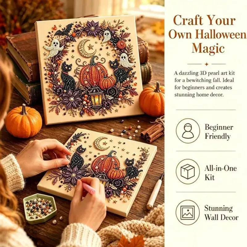 Halloween Ghost Pearl Art DIY Kit for Spooky Fall Home Decor