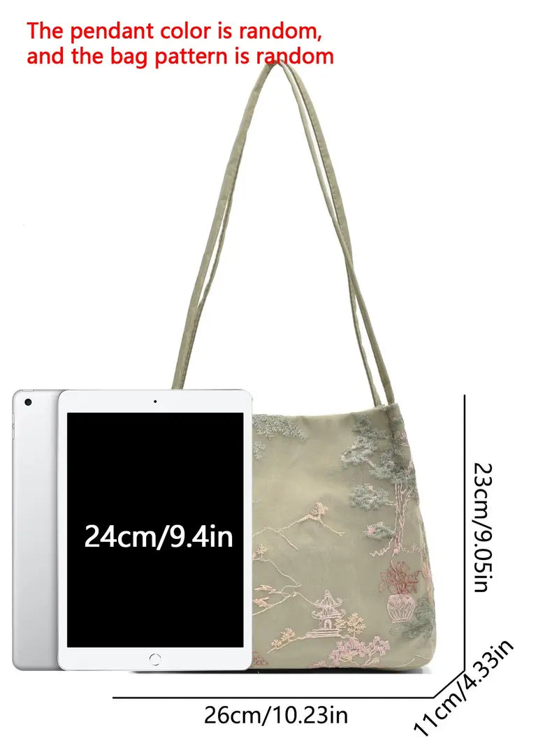 Elegant Embroidered Tassel Crossbody Bag for Women Daily Fashion Commuting and Travel