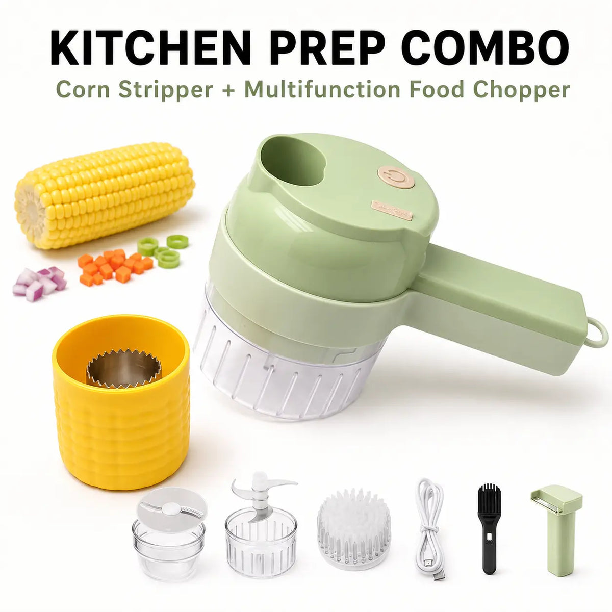 4-in-1 Electric Food Chopper Portable Kitchen Prep Tool for Quick Meal Preparation