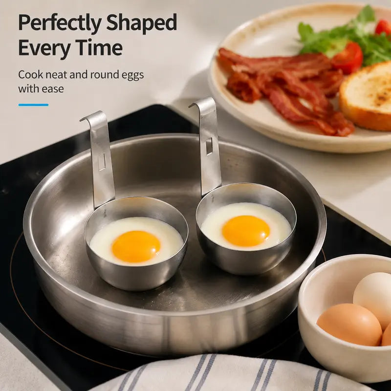 Stainless Steel Egg Poacher Cup with Hanging Hook for Easy Home Cooking