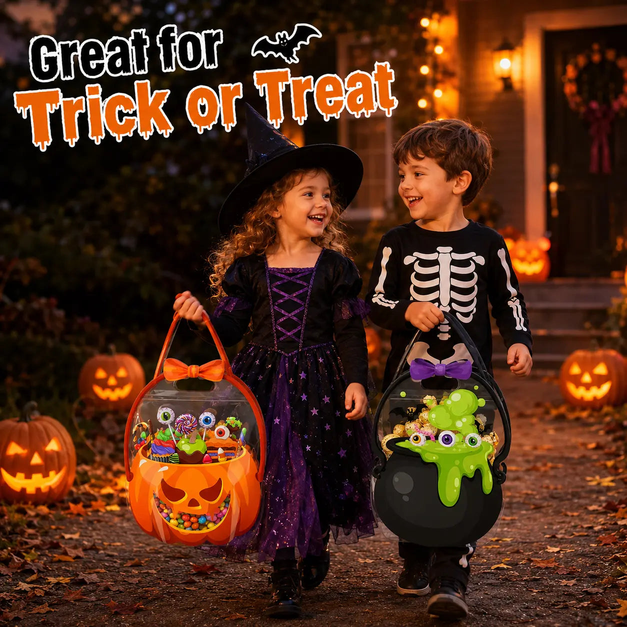 Halloween Treat Bags Set for Trick or Treat Candy Party Favor Storage