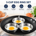 Stainless Steel 3-Cup Egg Poacher Set for Easy Breakfast Cooking