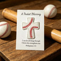 Handmade Baseball Pocket Cross with Philippians 4:13 Verse Card, Christian Gift for Players, Coaches & Baseball Fans