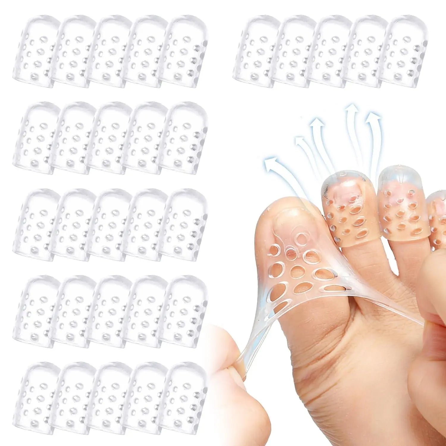 30PCS Breathable Silicone Toe Protectors – Soft Gel Toe Caps for Friction & Pain Relief