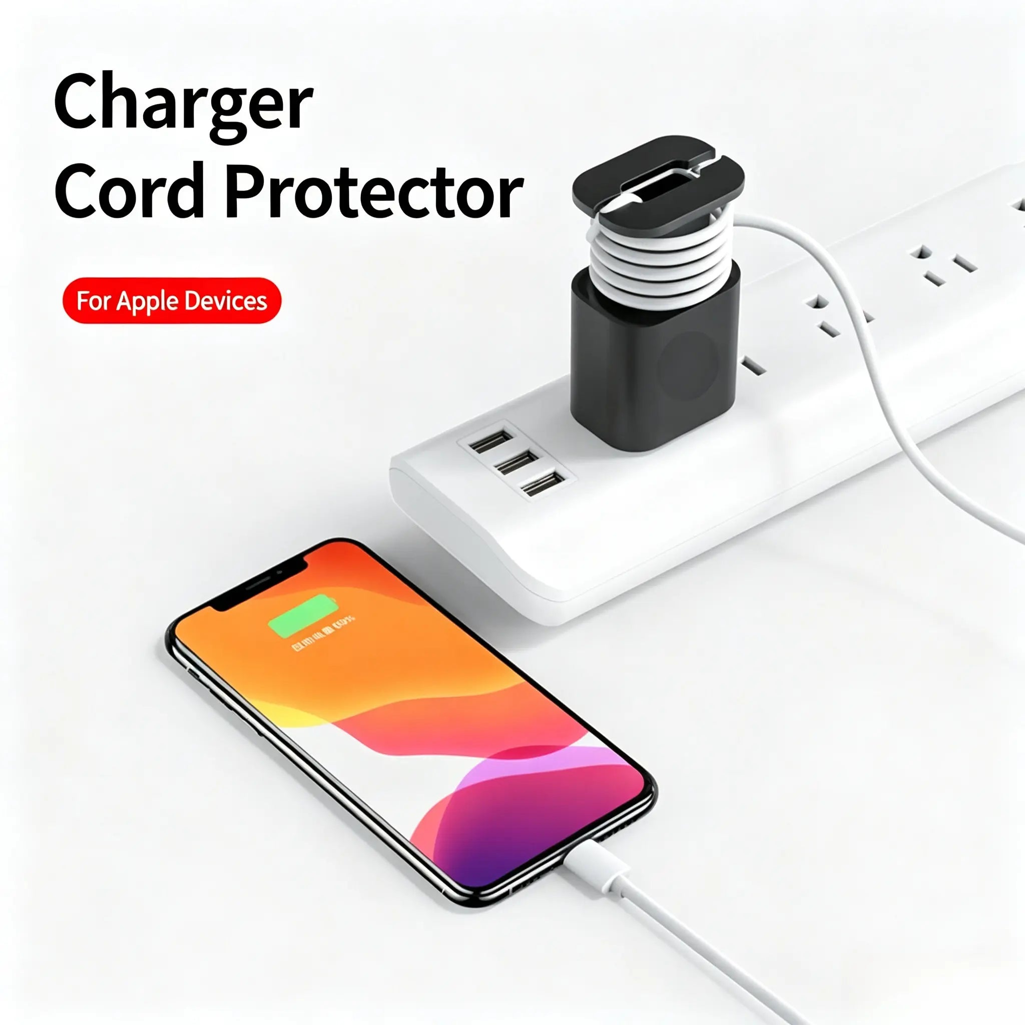 2-in-1 Charger Cord Protector with Cable Wrap for Organized Everyday Charging Setup