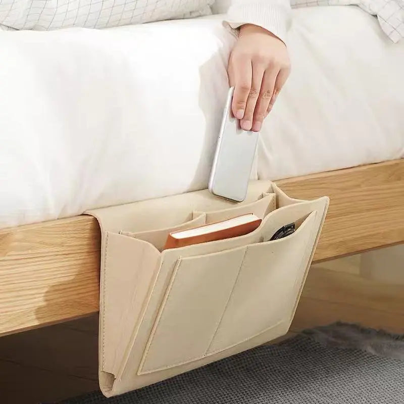 Bedside Storage Caddy with Five Pockets for Dorm Bedroom and Sofa Organization