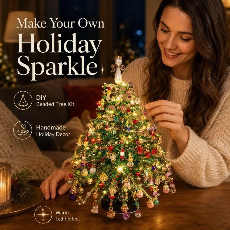 DIY Beaded Christmas Tree Kit for Mini Tabletop Holiday Decor